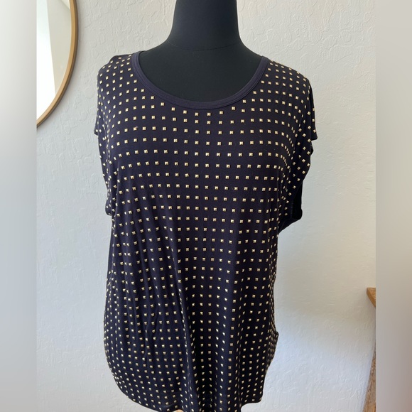MICHAEL KORS Gold Studded stretch jersey shirt - Picture 1 of 4